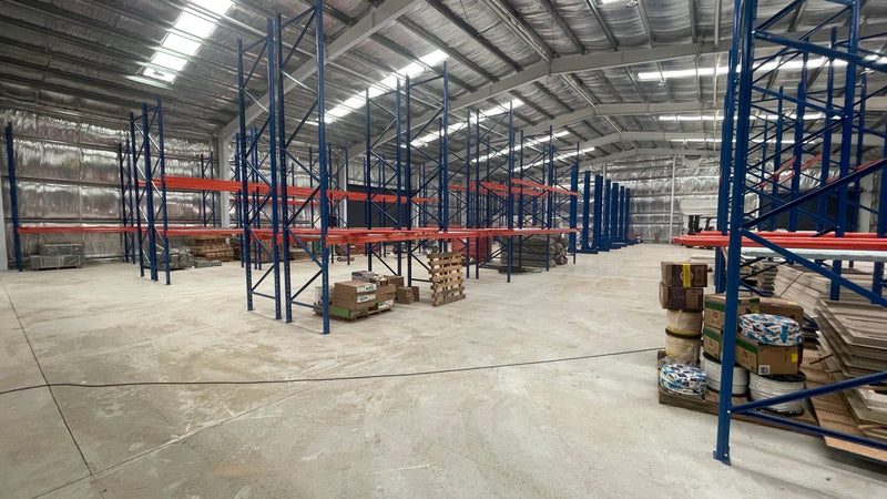 Inside the warehouse, fully racked and stocked