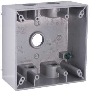 Hubbell 5337-5 Box Outlet Alum 2G 31CU in. Gray