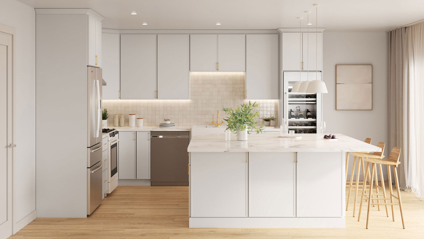 2 Door 2 Shelves Kitchen Wall Cabinet - Luxe Shaker White - 24" W x 30" H x 12" D