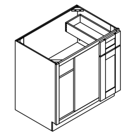 Blind Corner - 1 Drawer, 1 Door, 1 Shelf Kitchen Base Cabinet - Deluxe Shaker Ash - 36" W x 34.5" H x 24" D
