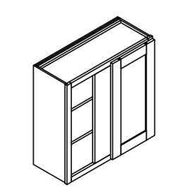 Blind Corner Kitchen Wall Cabinet - Deluxe Shaker Ash - 27" W x 30" H x 12" D