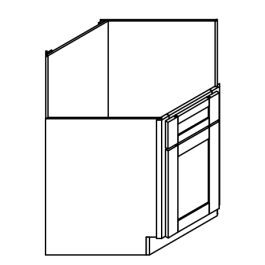 Sink Diagonal - False Front Kitchen Base Cabinet - Deluxe Shaker Ash - 33" W x 34.5" H x 24" D