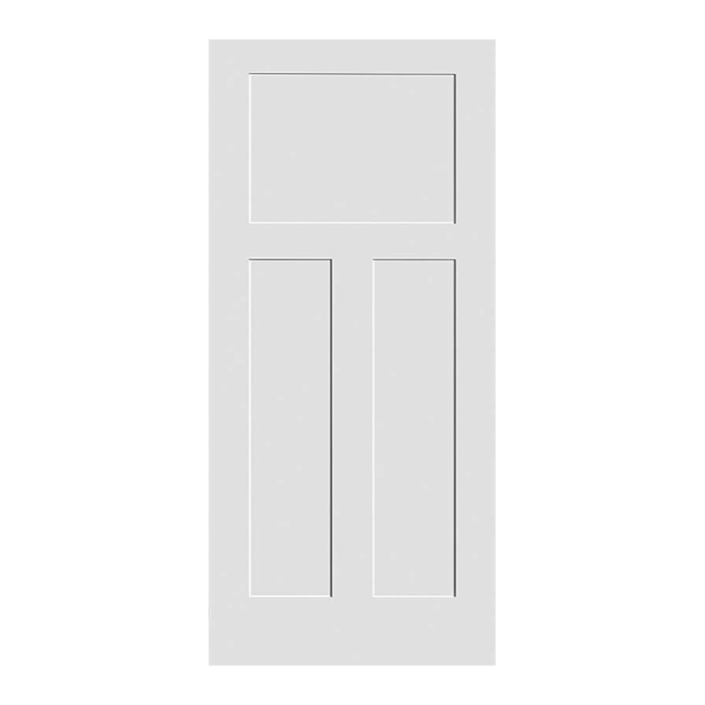 Shaker White Primed T-Style 3 Panel Craftsman Interior Door