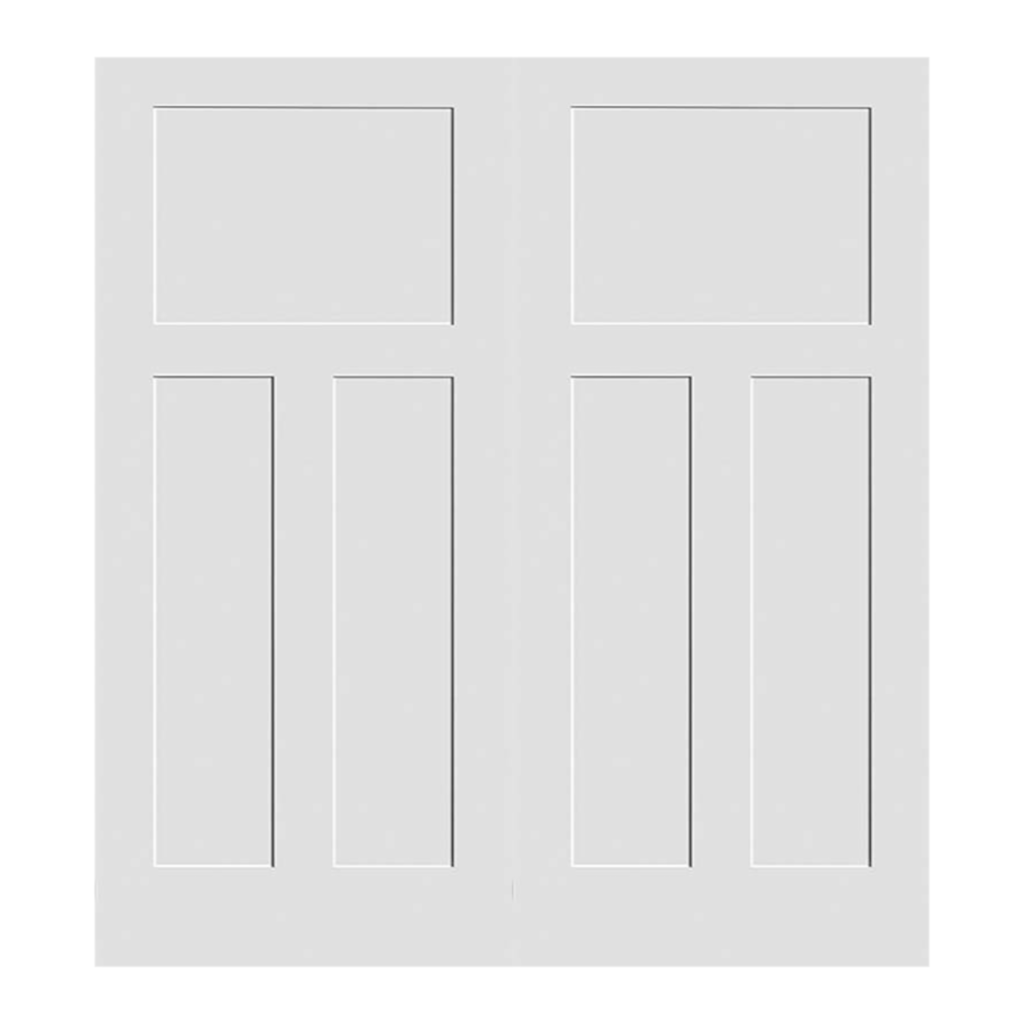 Ball Catch Dual Shaker White Primed T-Style 3 Panel Craftsman Interior Door