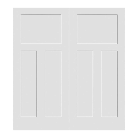 Ball Catch Dual Shaker White Primed T-Style 3 Panel Craftsman Interior Door