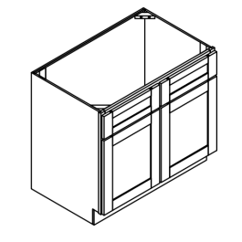 Sink - 2 False Front, 2 Doors Kitchen Base Cabinet - Deluxe Shaker Ash - 42" W x 34.5" H x 24" D