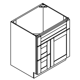 Drawers Left Bathroom Vanity Cabinet - Deluxe Shaker Grey - 30" W x 34.5" H x 21" D