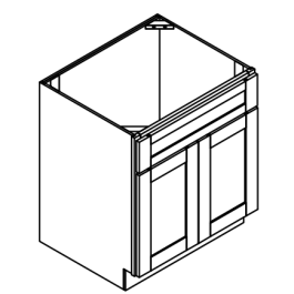 Sink Base Bathroom Vanity Cabinet - Deluxe Shaker Grey - 24" W x 34.5" H x 21" D