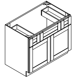 Center Sink, Double Door, Drawer Bathroom Vanity Cabinet - Deluxe Shaker Grey - 36" W
